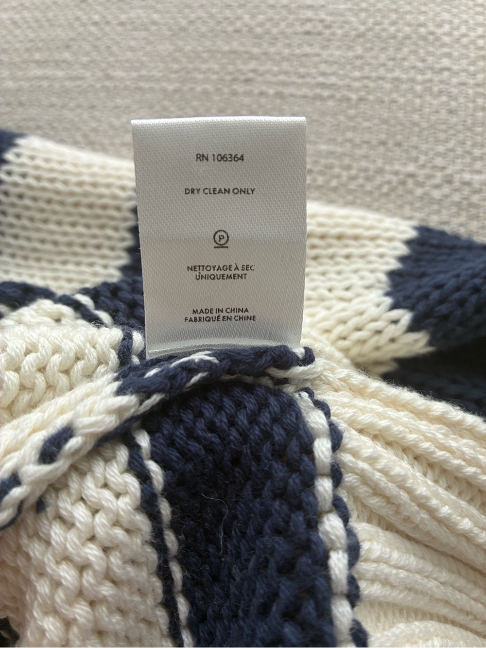 Kule Sweater Women’s Large The Tatum In Cream Navy Stripe 100% Cotton — image 8 of 8